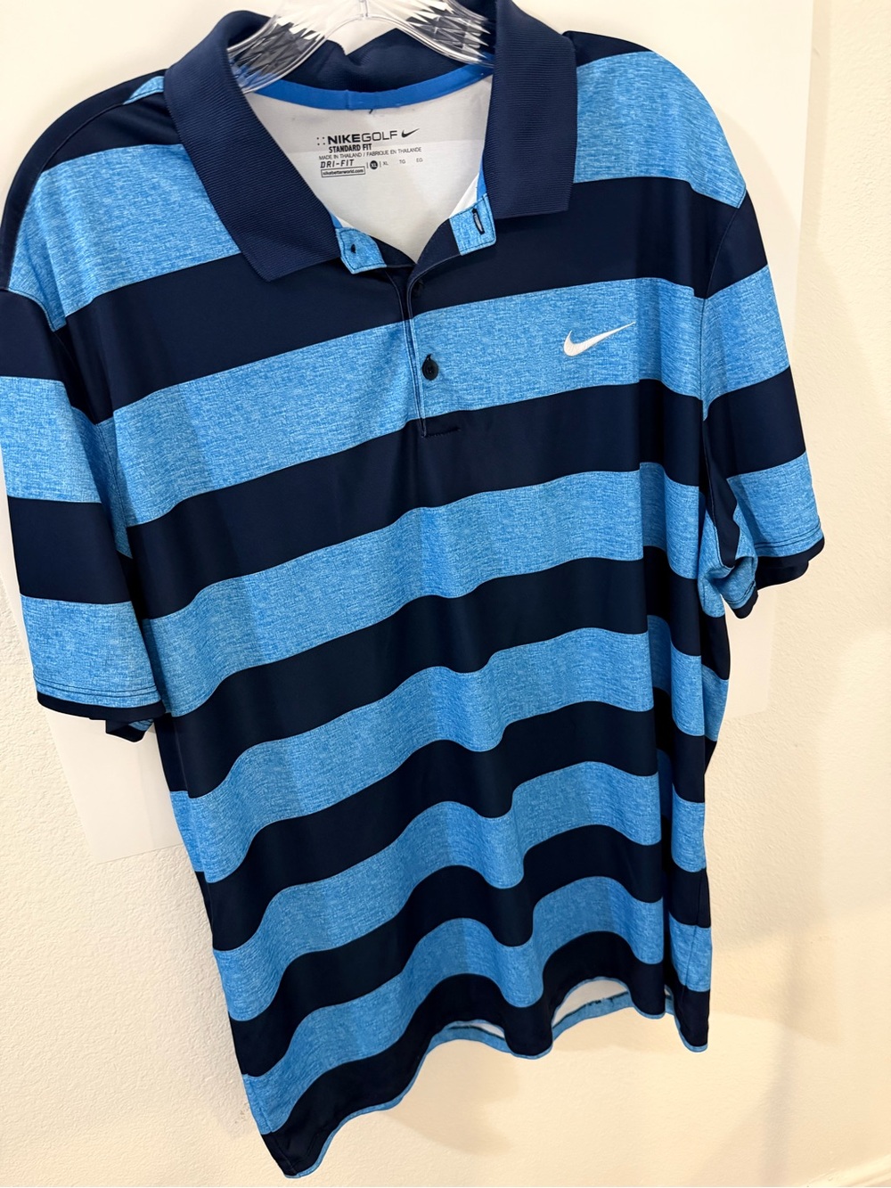 Nike Victory Bold Stripe Golf Polo Men’s XL Blue Dri-FIT 725516-406